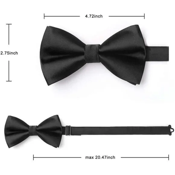 Bow Ties for Men Solid Color PreTie Bow Tie and Pocket Square Set Classic Formal - Picture 4 of 7